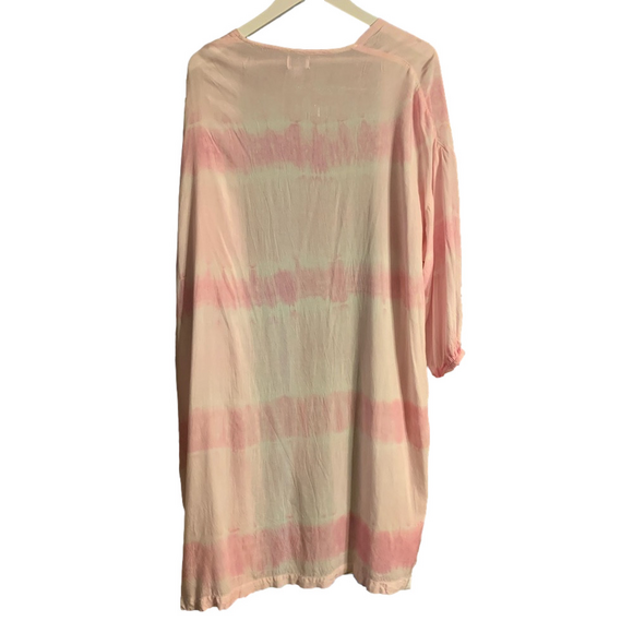 🩷🤍Mud Pie Kimono Duster Tuscany Pink White Tie Dye Balloon Long Sleeve🤍🩷 - Picture 5 of 6